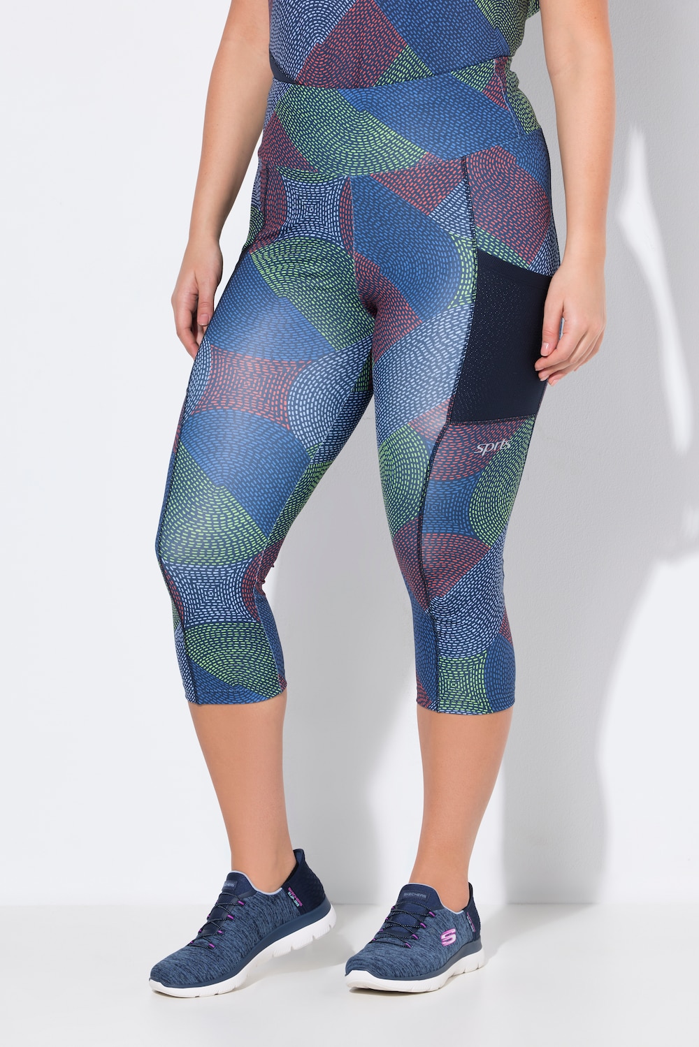 Große Größen 3/4-Funktionsleggings, Damen, blau, Größe: 50/52, Polyester/Elasthan, Ulla Popken