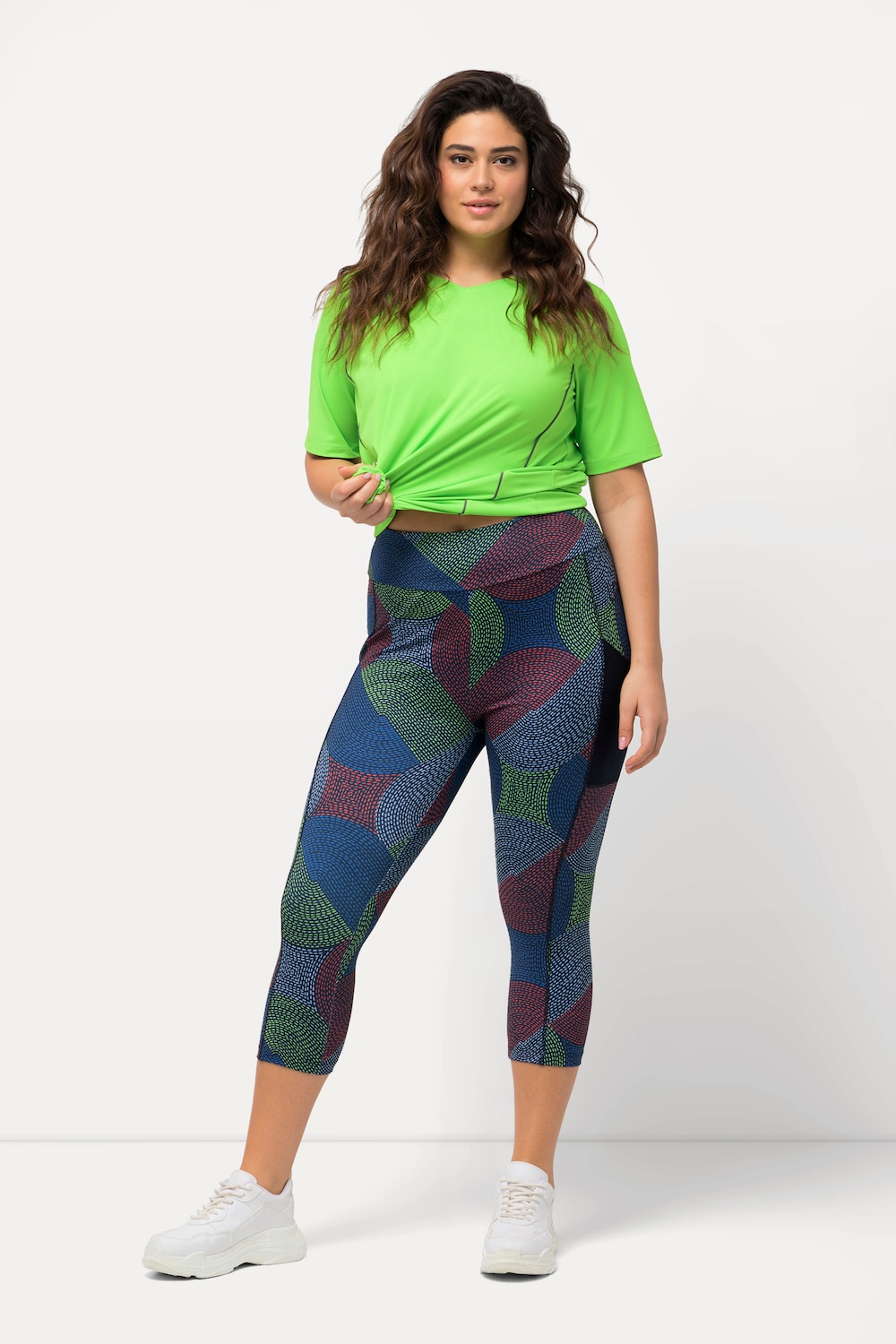 Große Größen 3/4-Sportleggings, Damen, blau, Größe: 54/56, Polyester, Ulla Popken