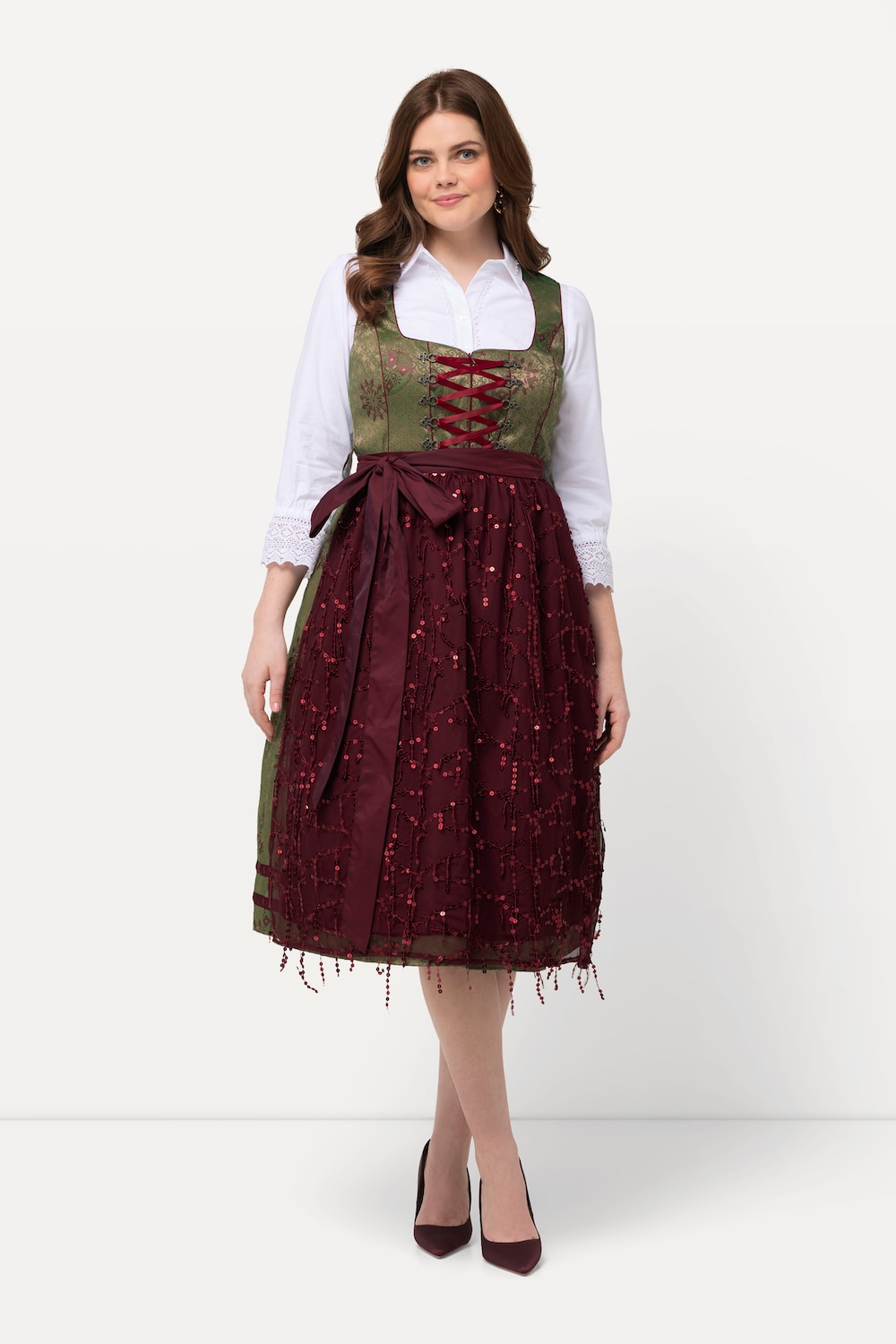 Thumbnail - Große Größen Dirndl, Damen, grün, Größe: 52, Polyester/Baumwolle/Viskose, Ulla Popken