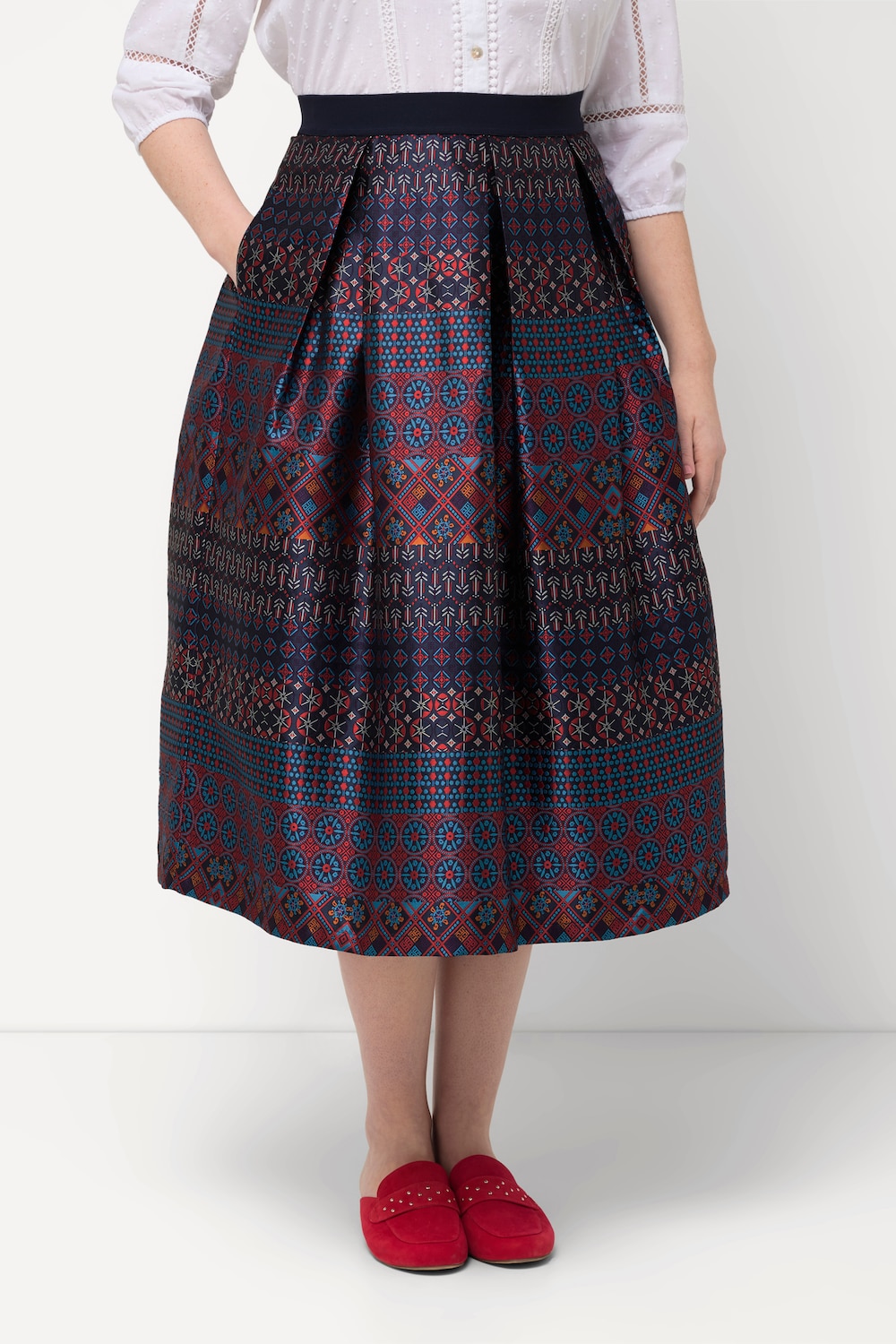 Große Größen Landhausrock, Damen, blau, Größe: 54/56, Polyester, Ulla Popken