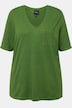 T-shirt, structuur, borstzakje, V-hals, korte mouwen