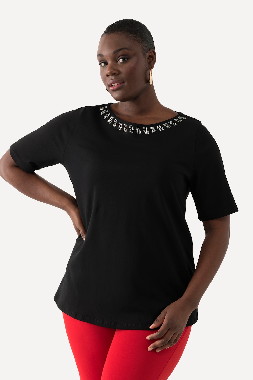 Große Größen T-Shirt, Damen, schwarz, Größe: 46/48, Baumwolle, Ulla Popken