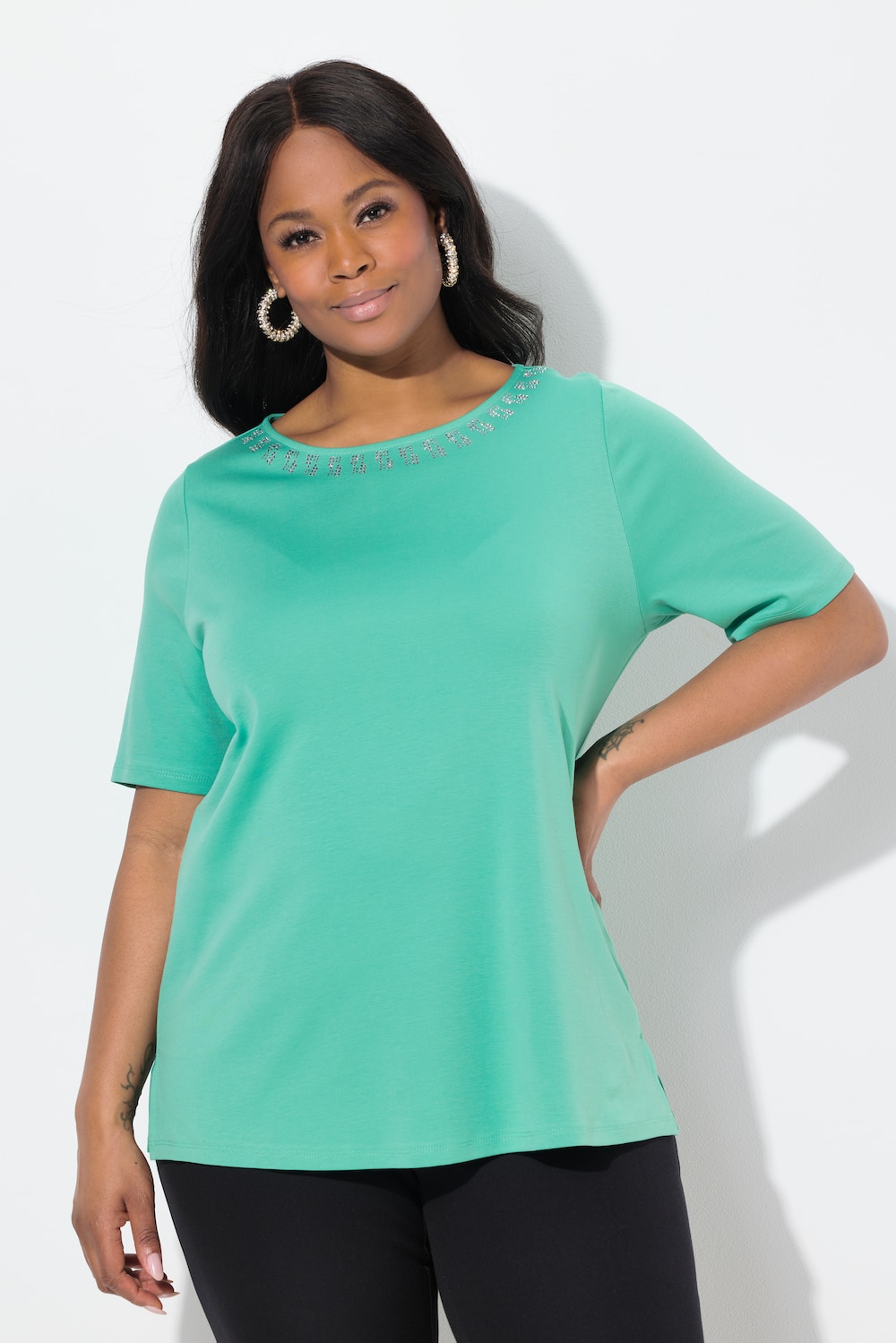 Große Größen Pima Cotton Shirt, Damen, türkis, Größe: 54/56, Baumwolle, Ulla Popken