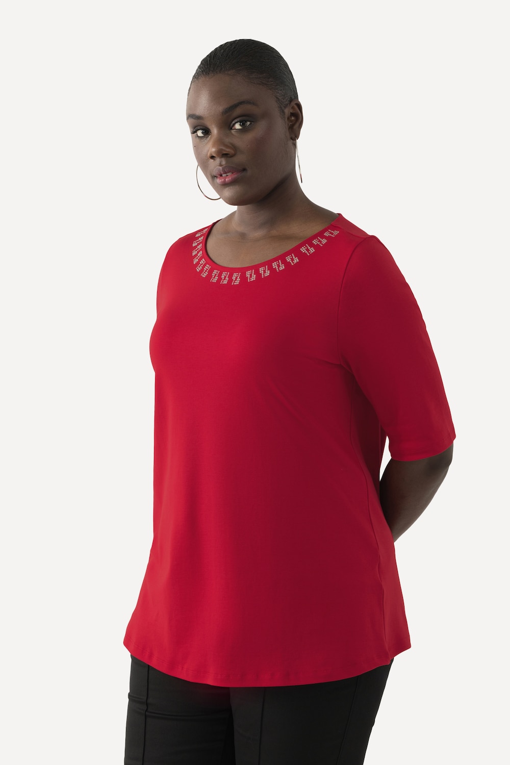 Grote Maten T-shirt, Dames, rood, Maat: 46/48, Katoen, Ulla Popken