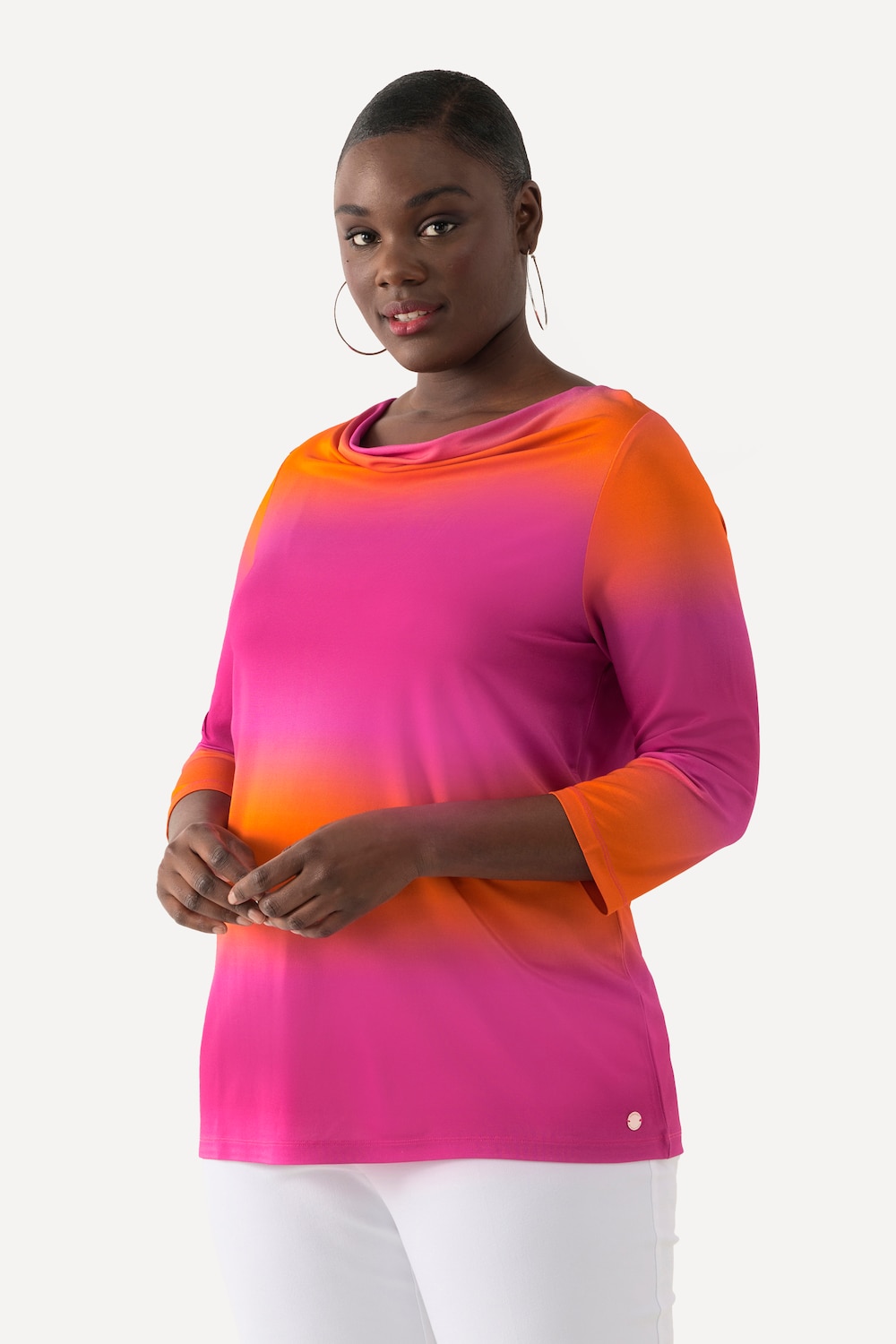 Grote Maten Slinky shirt, Dames, oranje, Maat: 46/48, Viscose, Ulla Popken