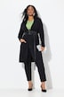 Long-Strickjacke, Stehkragen, offene Form