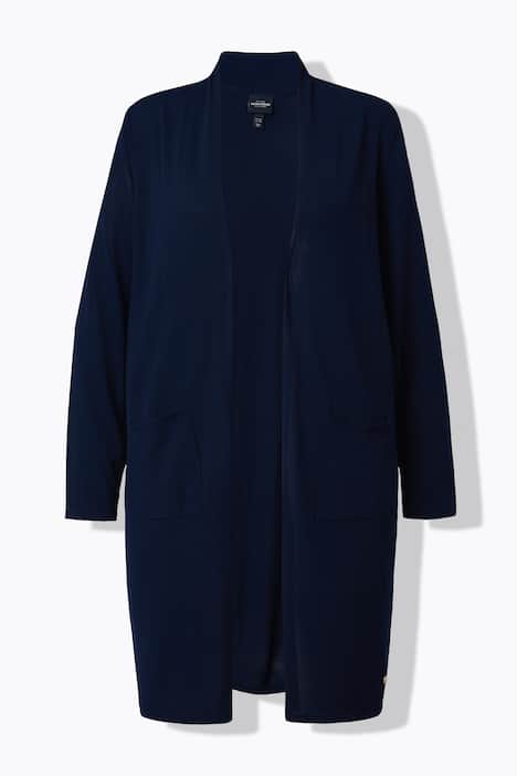 Lang vest, opstaande kraag, open model