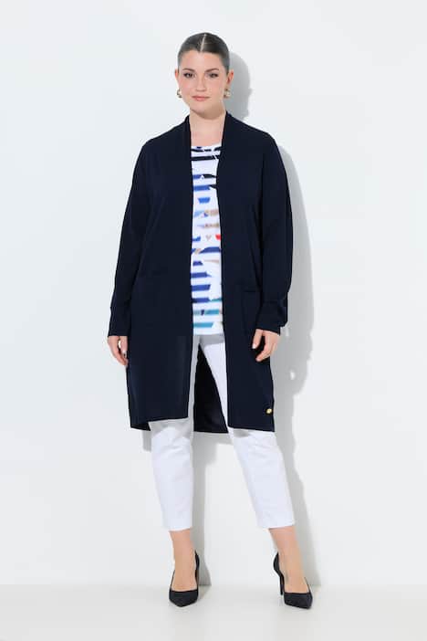 Lang vest, opstaande kraag, open model