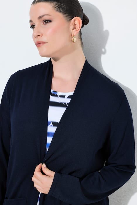 Lang vest, opstaande kraag, open model