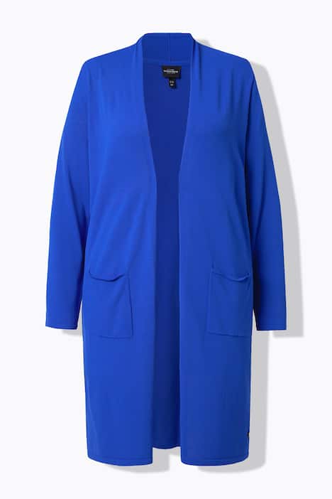 Cardigan long à col montant. Coupe ouverte