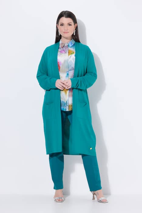 Lang vest, opstaande kraag, open model