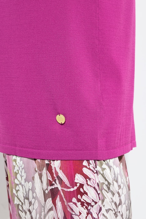 Long-Strickjacke, Stehkragen, offene Form, Langarm