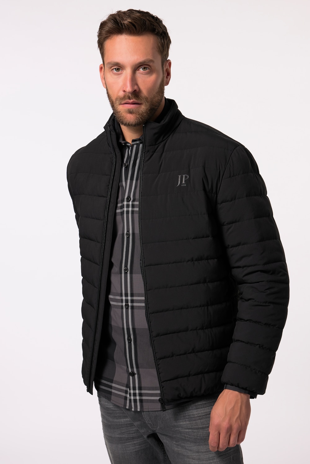 Stora storlekar Quiltad jacka, Her, svart, storlek: 6XL, Syntetfibrer/Polyester, JP1880