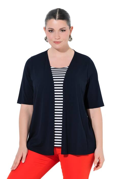 Tričko 2v1, pruhy, kulatý výstřih, krátké rukávy