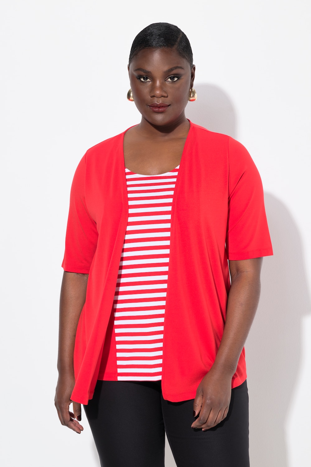 Große Größen 2-in-1-Shirt, Damen, rot, Größe: 62/64, Viskose, Ulla Popken