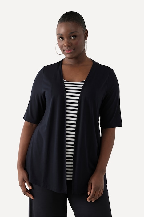 Two-in-one-shirt, strepen, ronde hals, halve mouwen