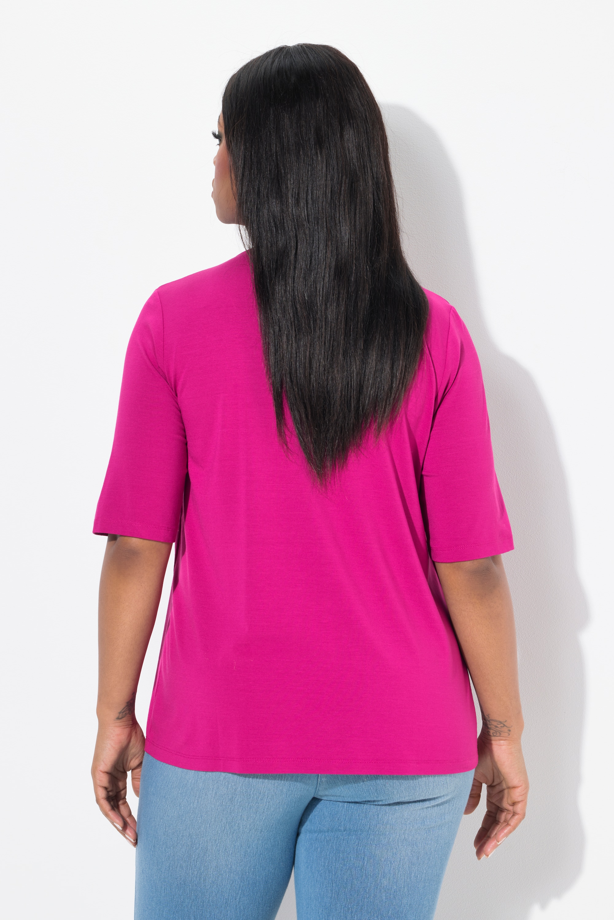 Ulla Popken Damen große Größen 2 in 1 Shirt Ringel Rundhals Halbarm 828992