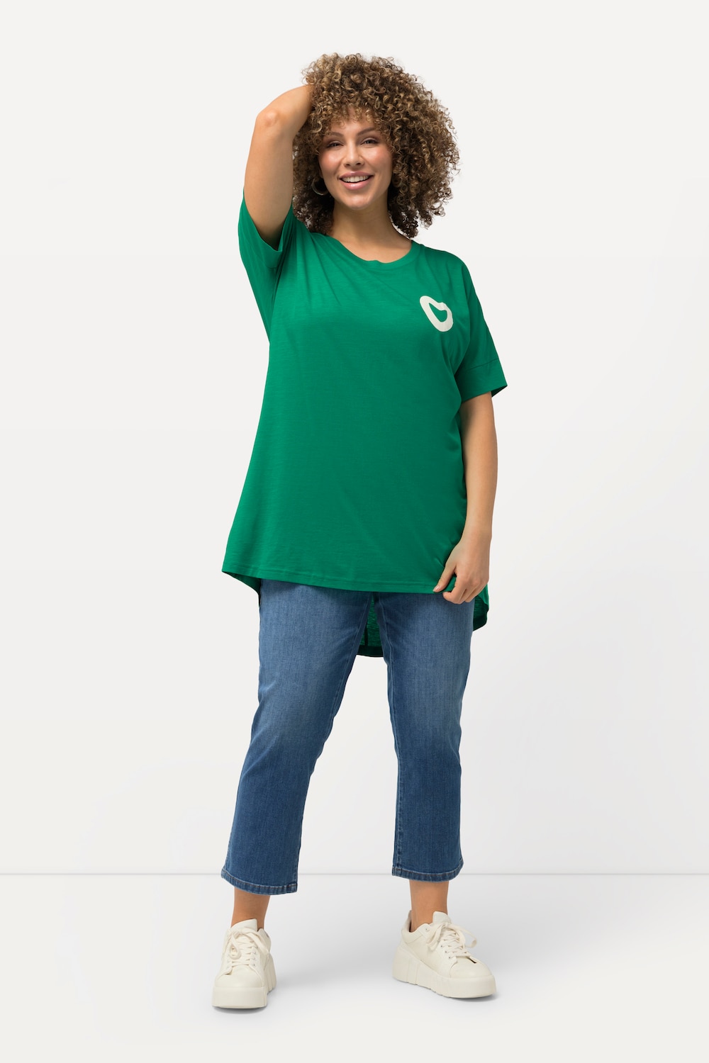 Grote Maten T-shirt, Dames, groen, Maat: 54/56, Katoen/Synthetische vezels, Ulla Popken