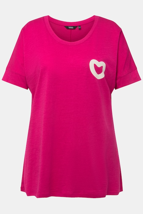 Heart Detail Short Sleeve Tunic Tee, T-Shirts