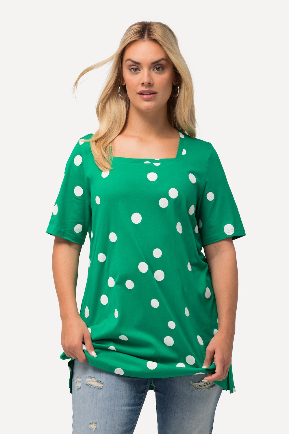 Grote Maten Longshirt, Dames, groen, Maat: 46/48, Katoen, Ulla Popken