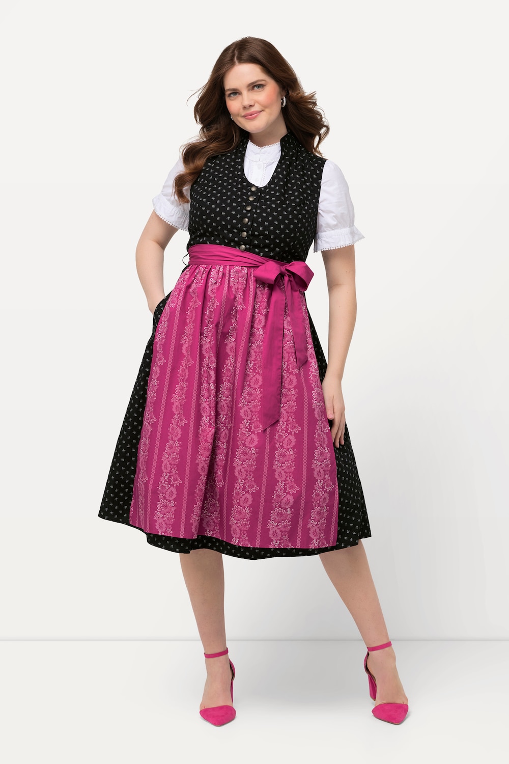 Große Größen Dirndl, Damen, schwarz, Größe: 52, Baumwolle, Ulla Popken