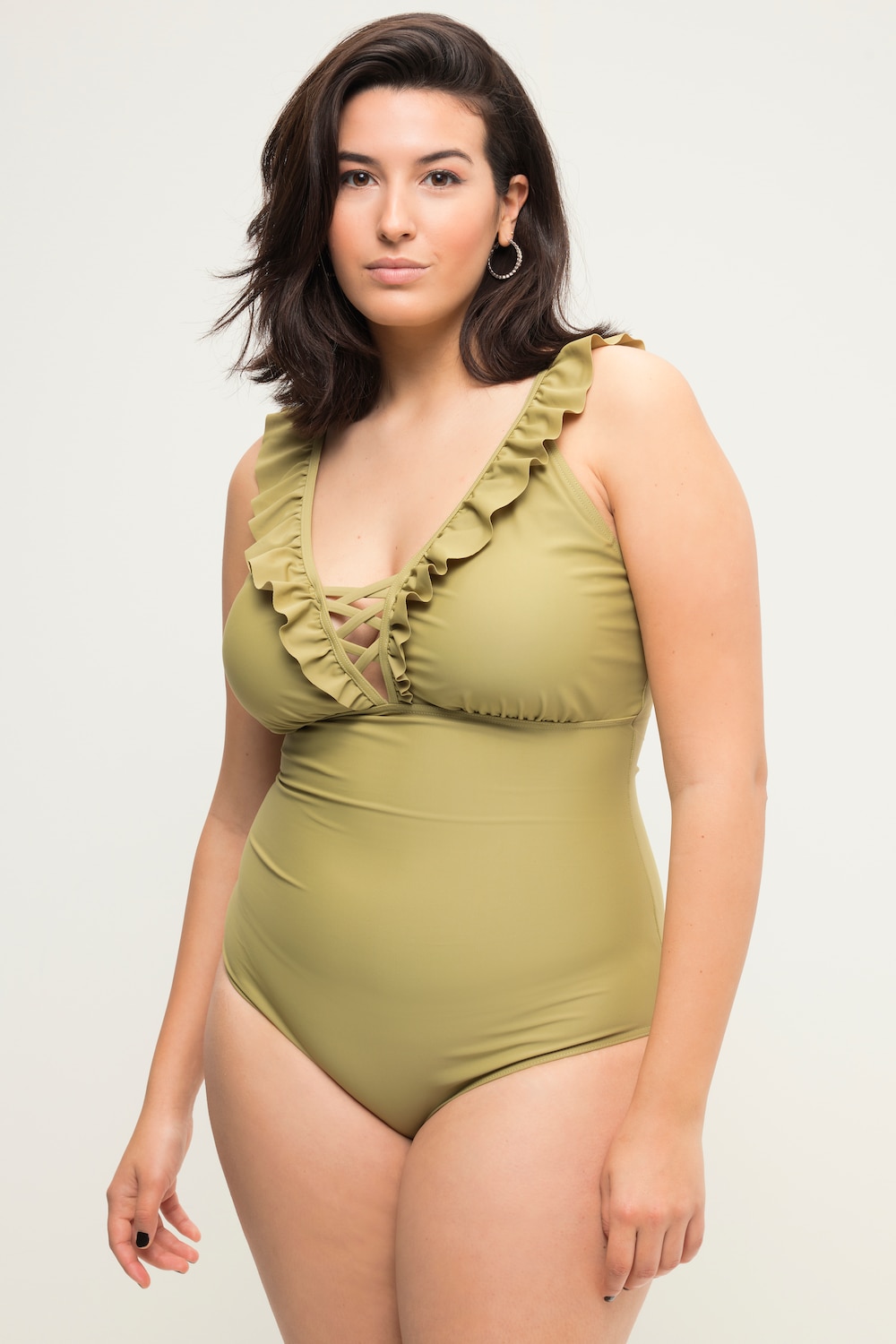 Große Größen Badeanzug, Damen, grün, Größe: 50, Polyester/Synthetische Fasern/Elasthan, Studio Untold