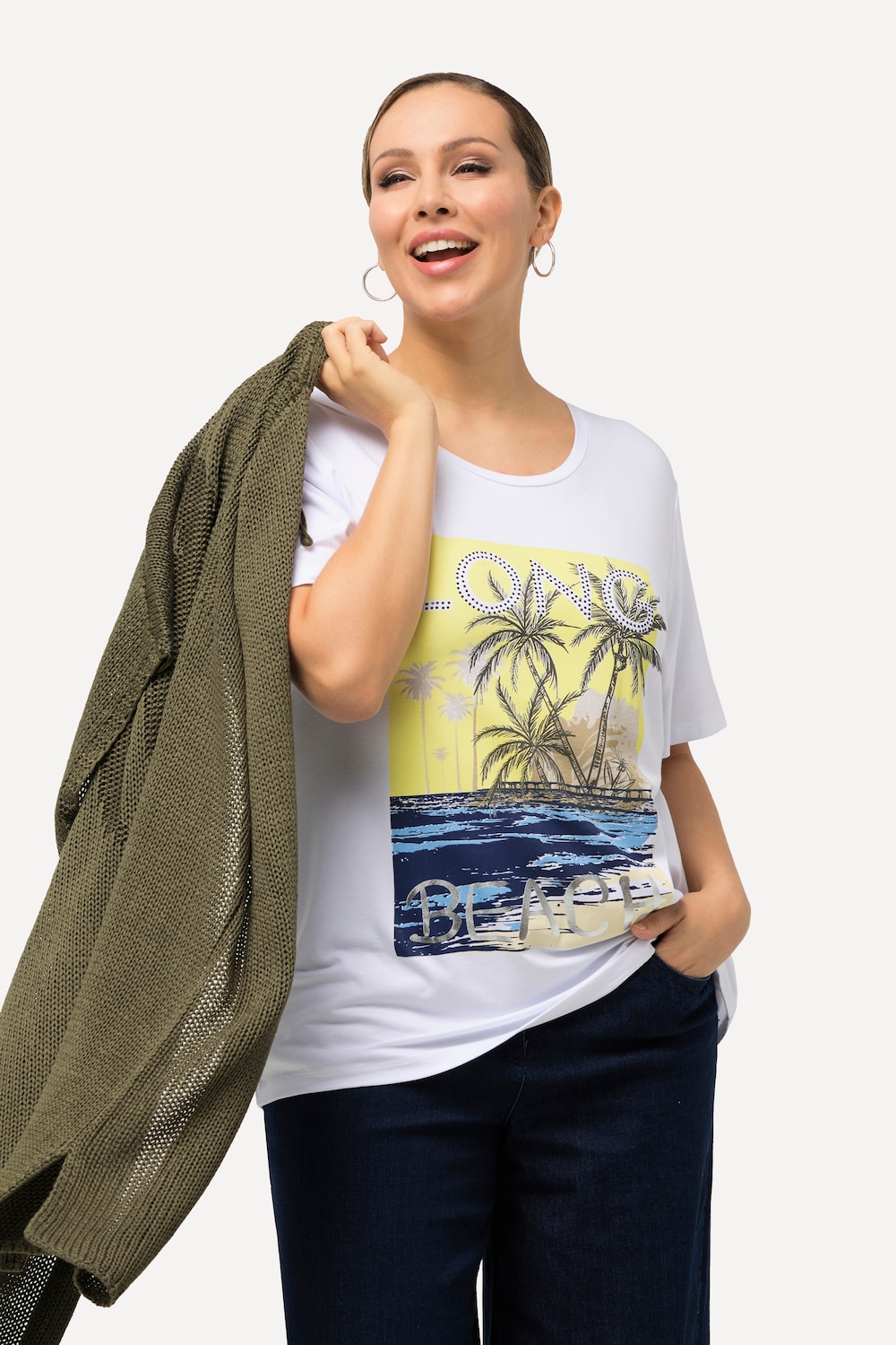 Große Größen T-Shirt, Damen, weiß, Größe: 62/64, Viskose, Ulla Popken