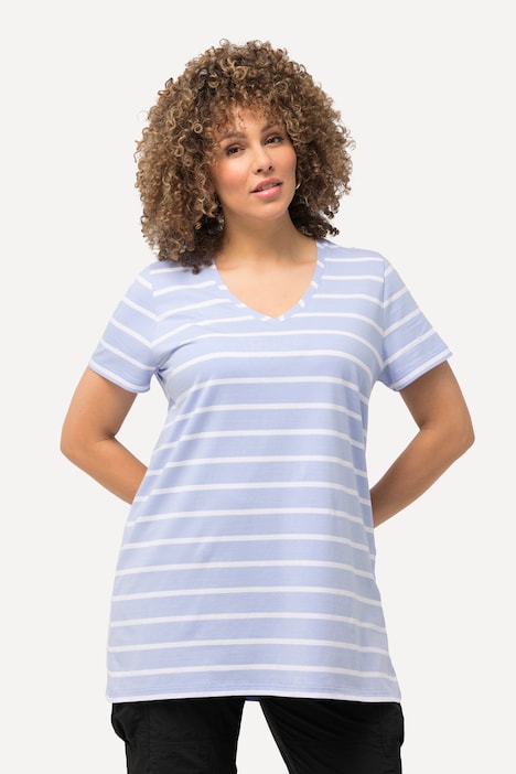 Striped Short Sleeve V-Neck Tee