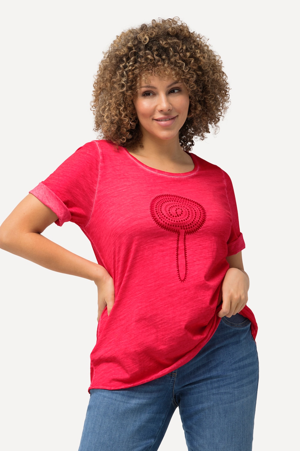 Grote Maten T-shirt, Dames, roze, Maat: 50/52, Katoen, Ulla Popken