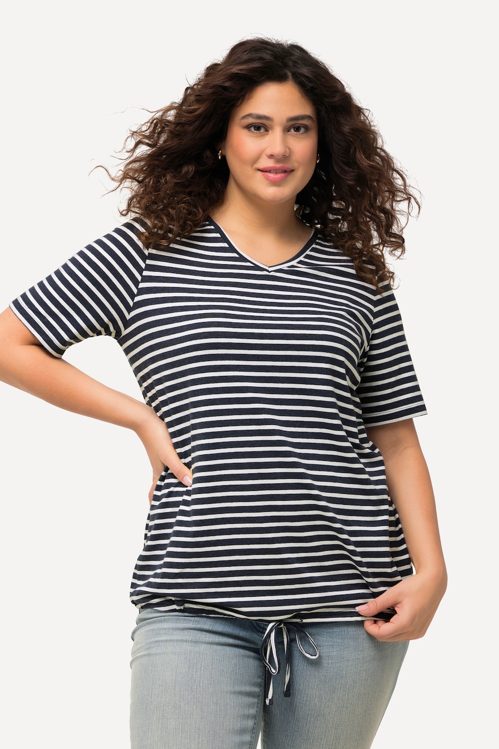 Grote Maten Shirt, Dames, blauw, Maat: 50/52, Katoen, Ulla Popken