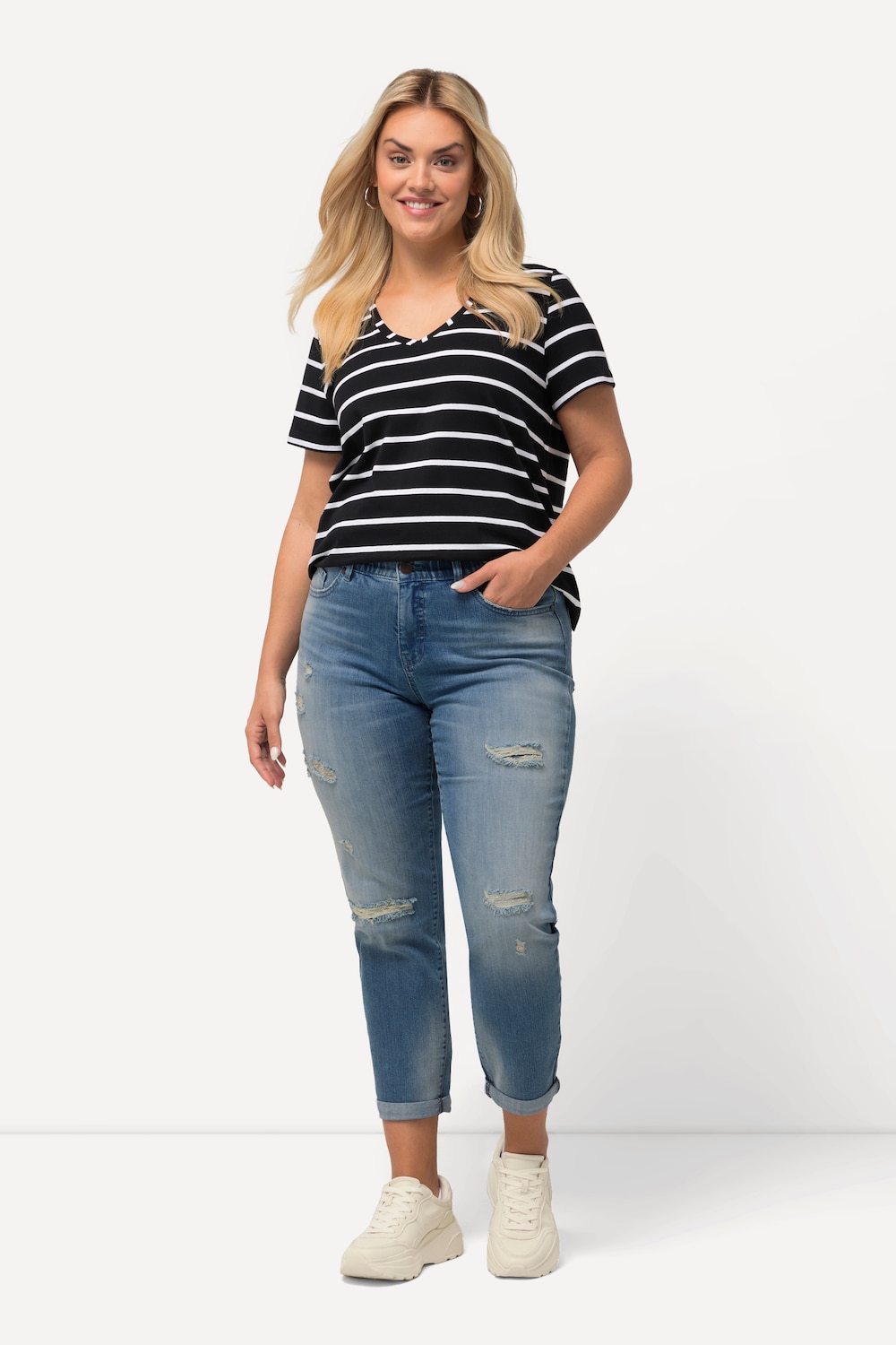 Grote Maten Boyfriend-jeans, Dames, blauw, Maat: 44, Katoen, Ulla Popken