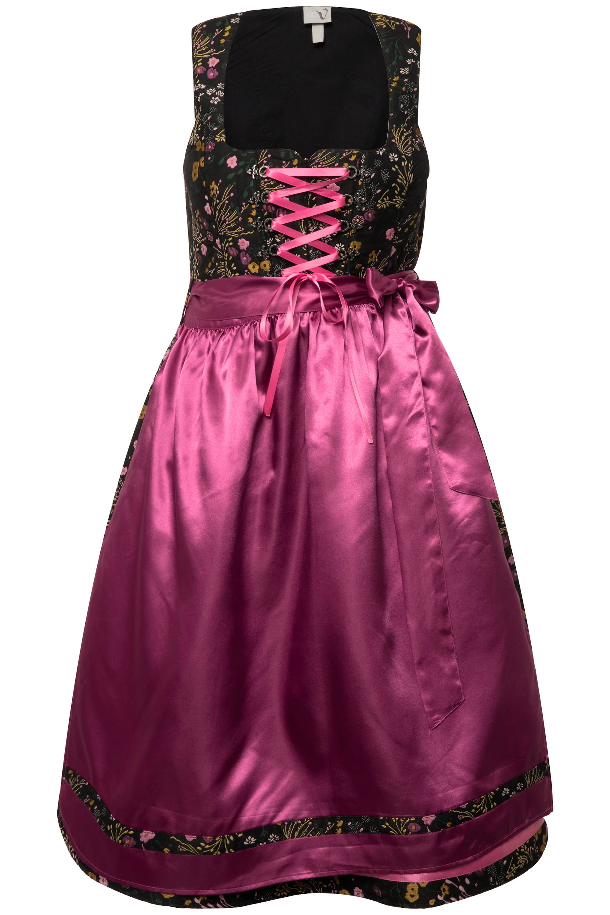 Ulla Popken Damen große Größen Dirndl Blüten Pailletten Carree Ausschnitt