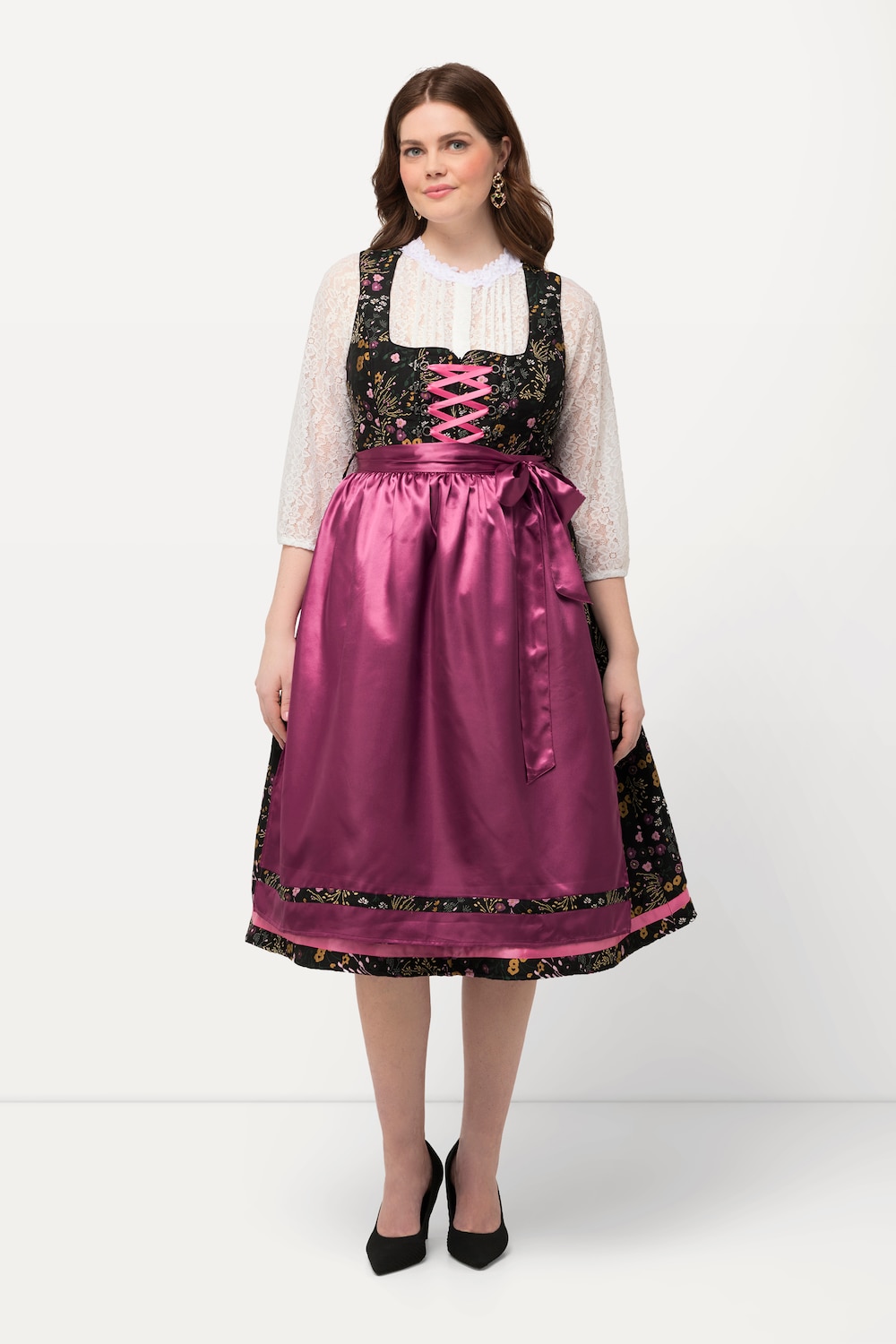 Große Größen Dirndl, Damen, rosa, Größe: 48, Polyester/Baumwolle, Ulla Popken