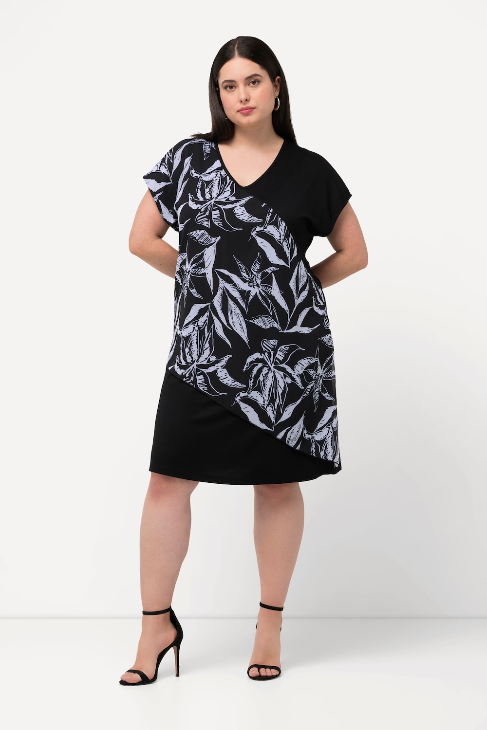 Grote Maten Jersey jurk, Dames, zwart, Maat: 42/44, Polyester/Viscose, Ulla Popken