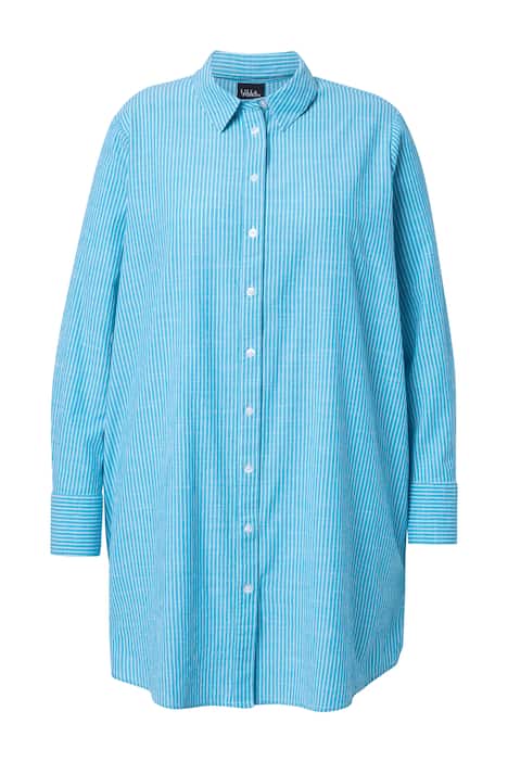 Dlouhá halenka, pruhy, A střih, límeček, dlouhé rukávy