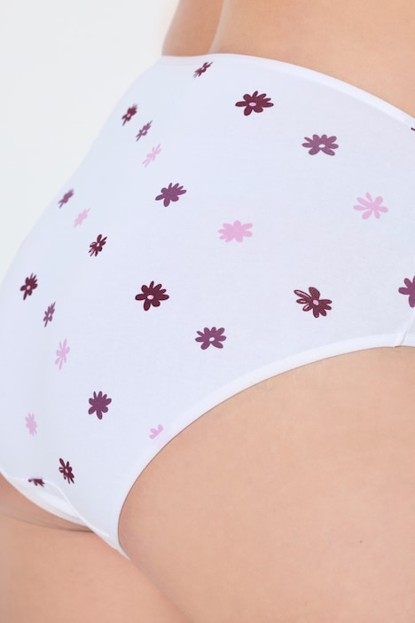 Midislips, 5er-Pack, Blumen / einfarbig