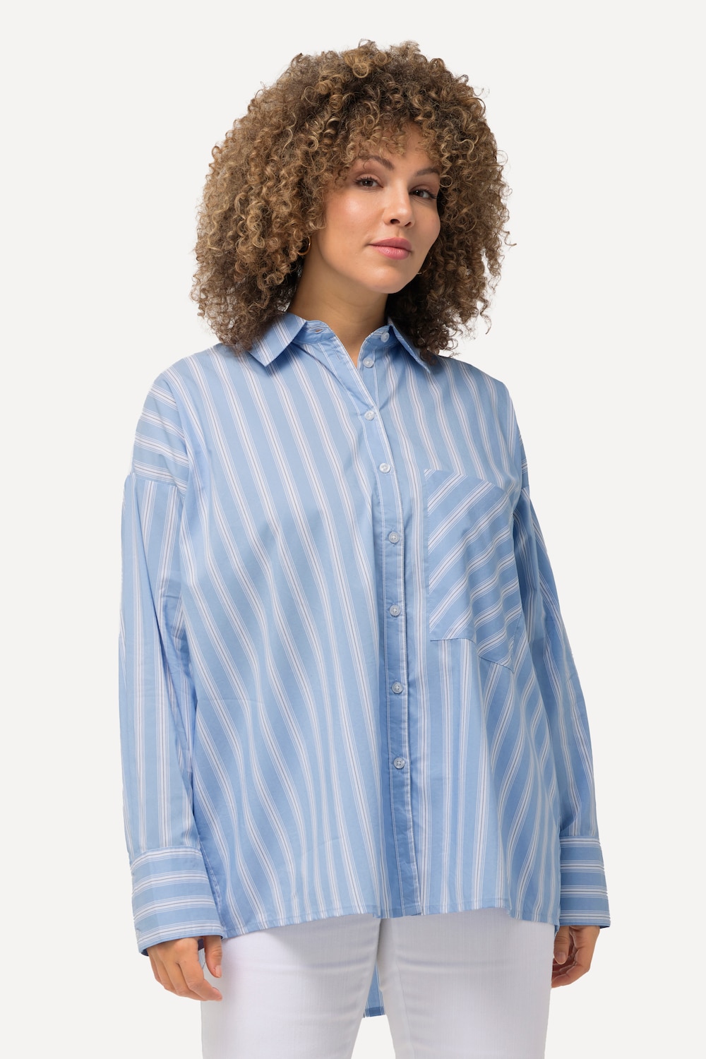 Große Größen Bluse, Damen, blau, Größe: 50/52, Baumwolle/Polyester, Ulla Popken