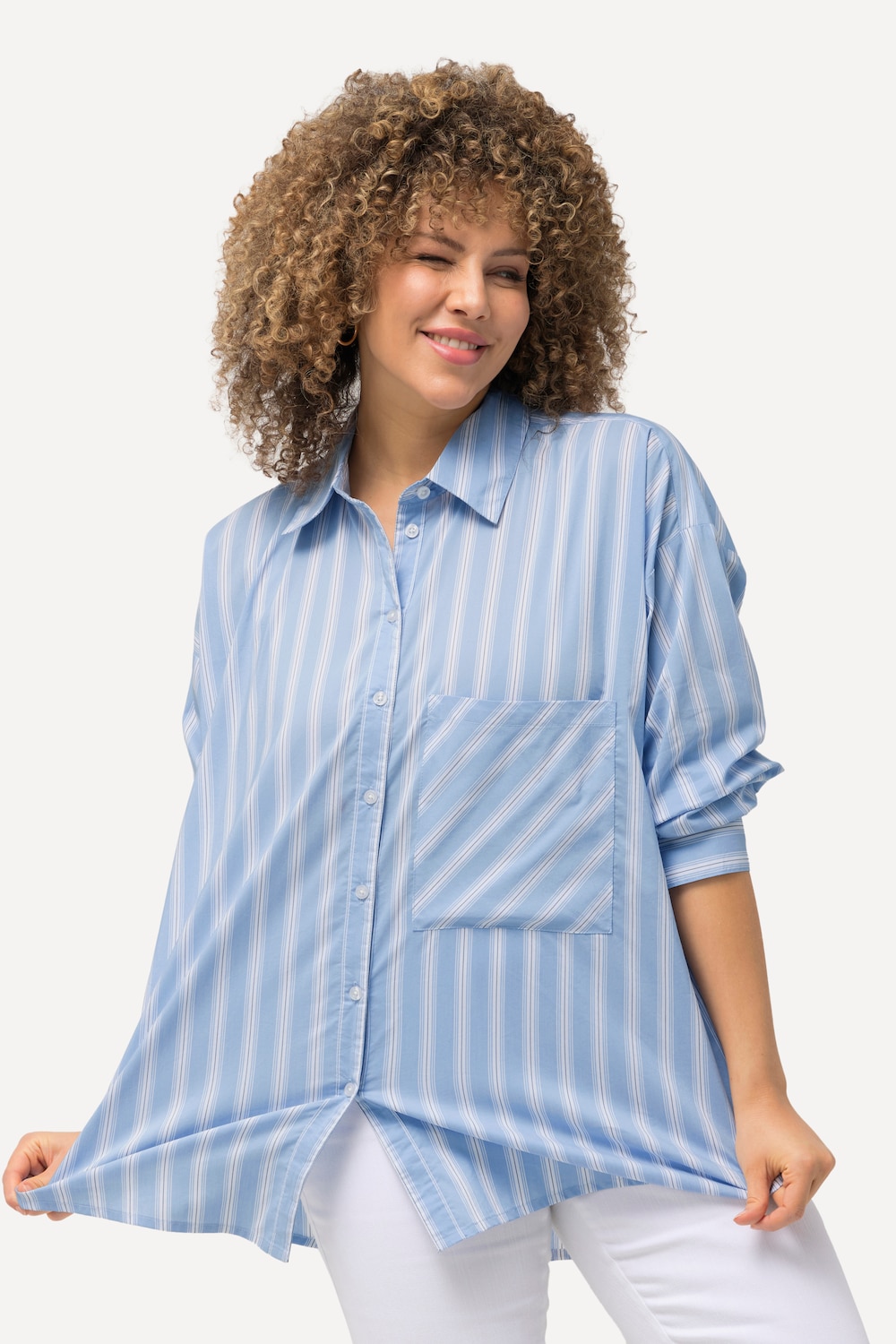 Große Größen Bluse, Damen, blau, Größe: 42/44, Baumwolle/Polyester, Ulla Popken