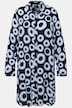 Circle Print Long Sleeve Button Down Duster Blouse