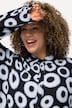 Circle Print Long Sleeve Button Down Duster Blouse