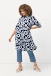 Circle Print Long Sleeve Button Down Duster Blouse