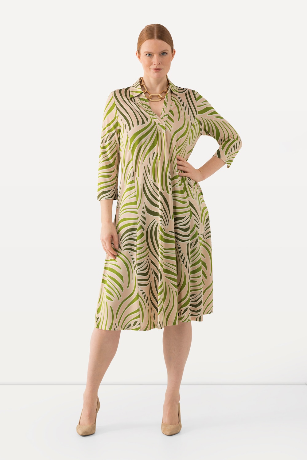 Große Größen Slinky-Midikleid, Damen, beige, Größe: 42/44, Viskose, Ulla Popken