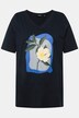 T-shirt, kwiaty, trapezowy krój, dekolt w serek, rękaw 1/2