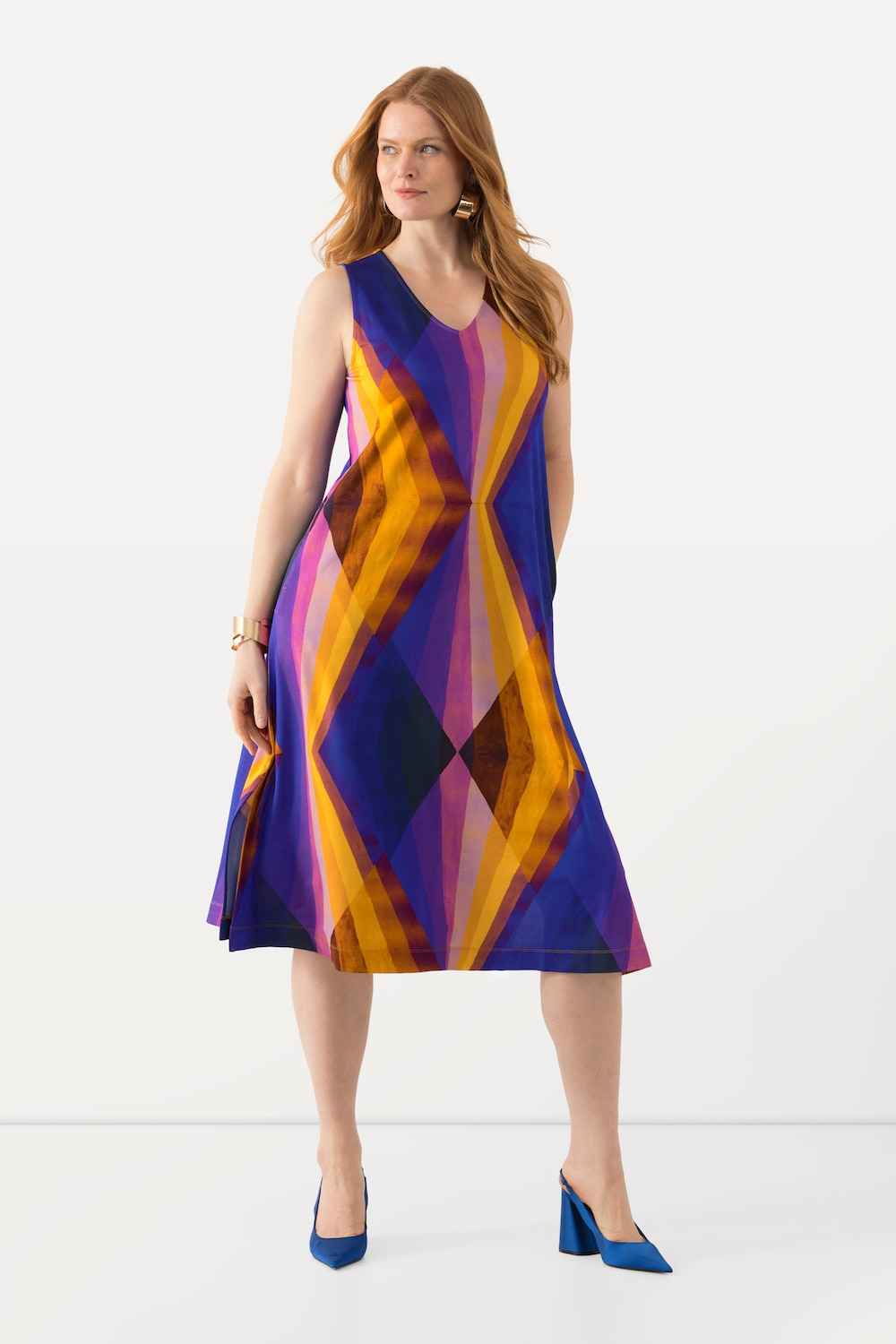 Große Größen Slinky-Midikleid, Damen, lila, Größe: 46/48, Viskose, Ulla Popken