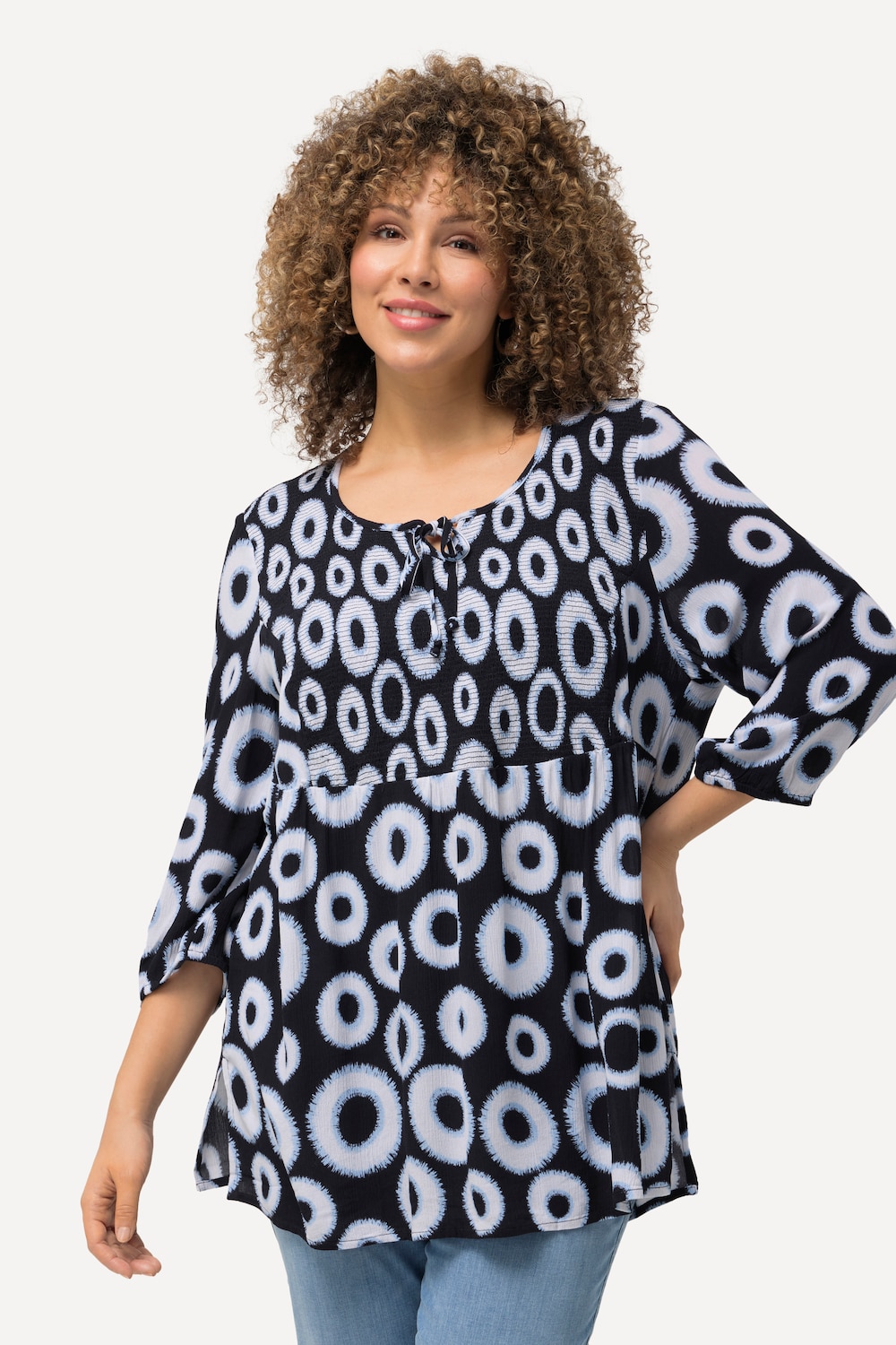 Große Größen Smokbluse, Damen, blau, Größe: 58/60, Viskose, Ulla Popken