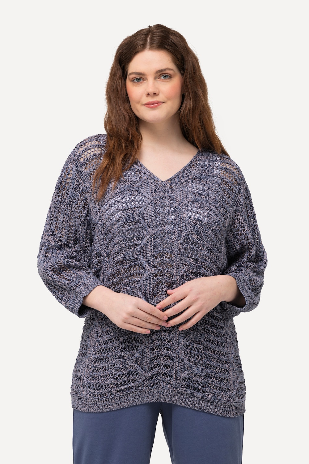 Große Größen Pullover, Damen, blau, Größe: 54/56, Baumwolle, Ulla Popken