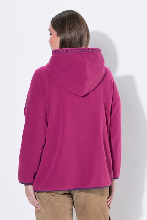Trachten-Fleecejacke, Kapuze, Zierstickerei, Langarm