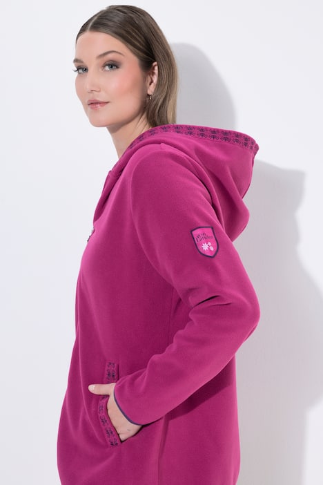 Trachten-Fleecejacke, Kapuze, Zierstickerei, Langarm