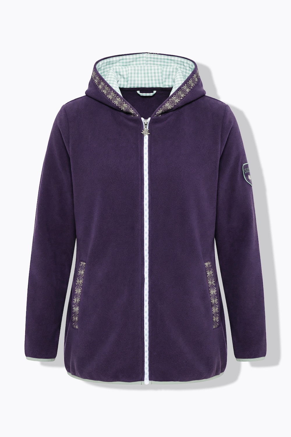 Stora storlekar Fleecejacka i tyrolerstil, Dam, blå, storlek: 62/64, Polyester, Ulla Popken