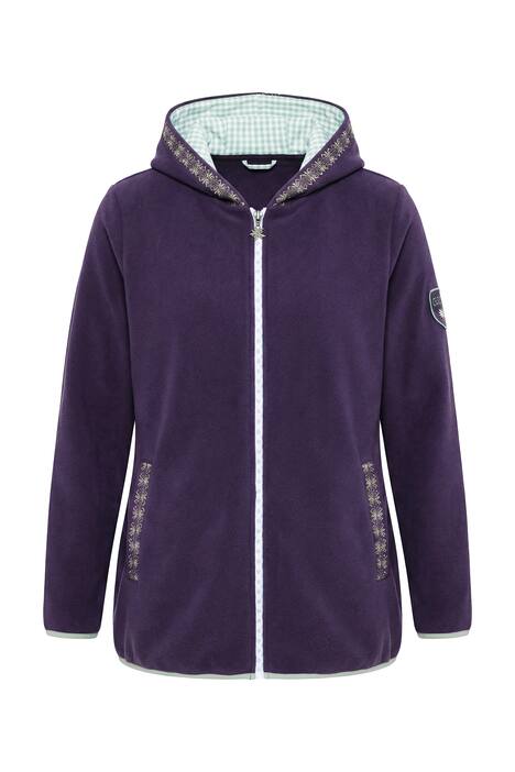 Tradiční flísová bunda, kapuce, ozdobná výšivka, dlouhé rukávy